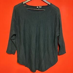 Moth Women's Black Blouse M‎ 3/4 Sleeve Round Neck